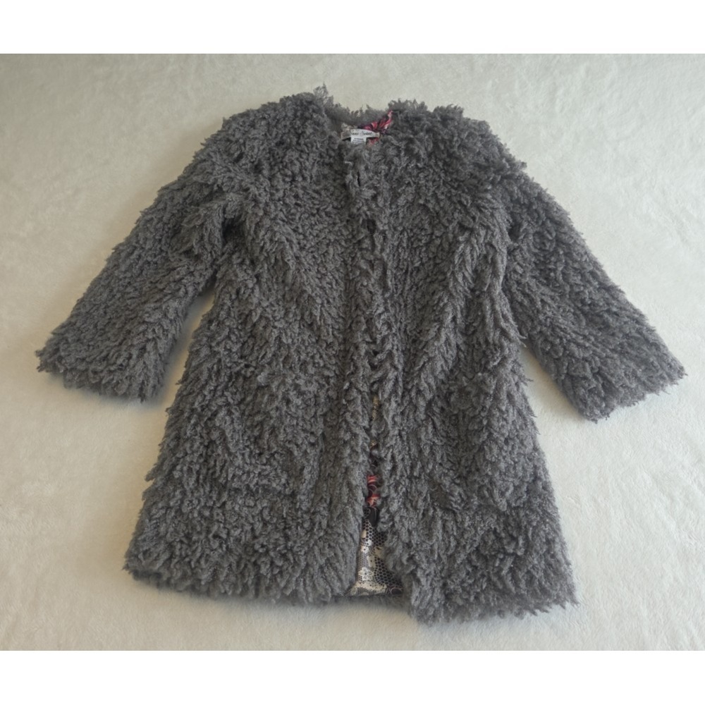 SANS SOUCI Vintage Fringe Knit Women's Open Gray Jacket Size M